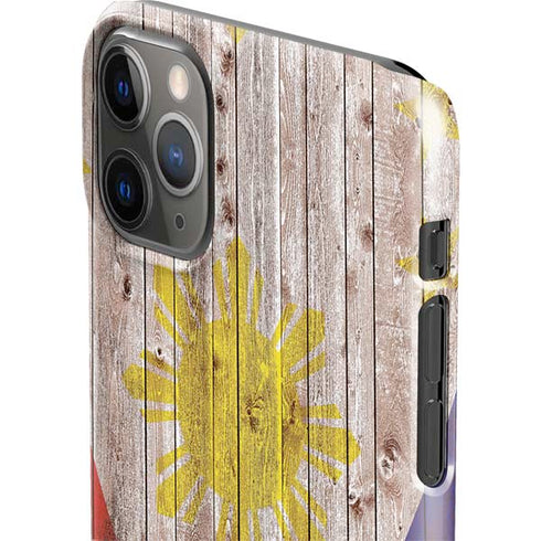 Philippines Flag Dark Wood iPhone 11 Pro Max Lite Case